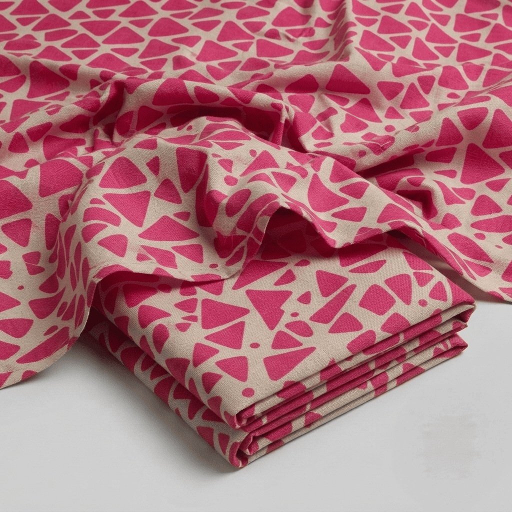 Vibrant Pink Geometric Mosaic Khaddar 2Pc | Unstitched Suit (Shirt & Trouser) D-2231