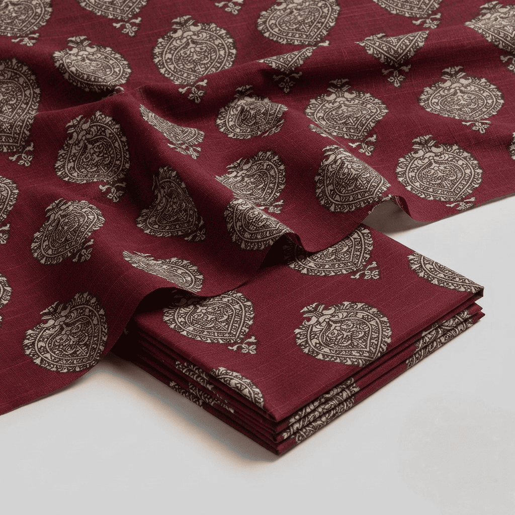 Deep Maroon Paisley Printed Motif Khaddar 2Pc | Unstitched Suit (Shirt & Trouser) D-2239