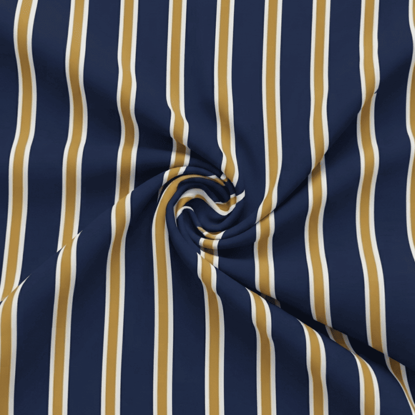 Navy Blue & Mustard Gold Striped Linen 2Pc | Unstitched Suit (Shirt & Trouser) D-2250