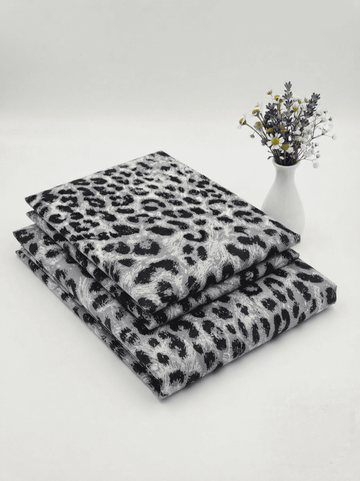 Elegant Silver & Black Cheetah Printed Linen 2Pc | Unstitched Suit (Shirt & Trouser) D-2242