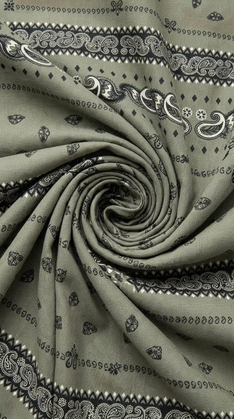 Sage Green & Black Paisley Printed Linen 2Pc | Unstitched Suit (Shirt & Trouser) D-2240