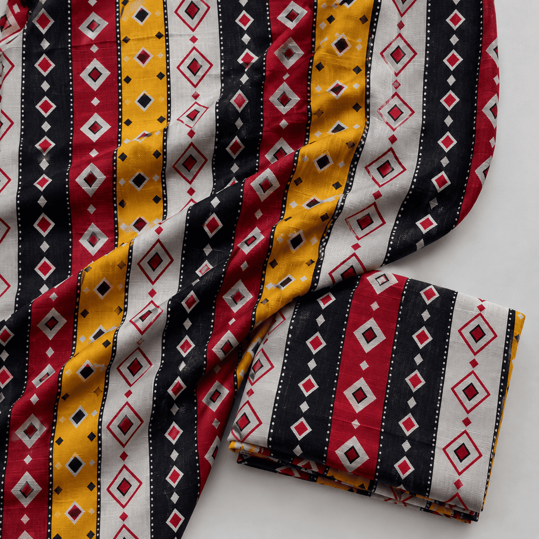 Bold Multi-Stripe & Geometric Print Khaddar 2Pc | Unstitched Suit (Shirt & Trouser) D-2220