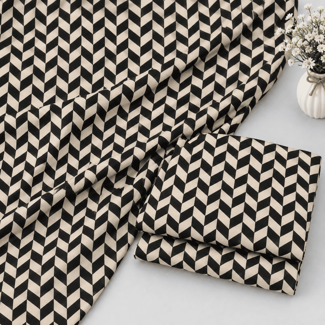 Elegant Monochrome Printed Khaddar 2Pc | Unstitched Suit (Shirt & Trouser) D-2221