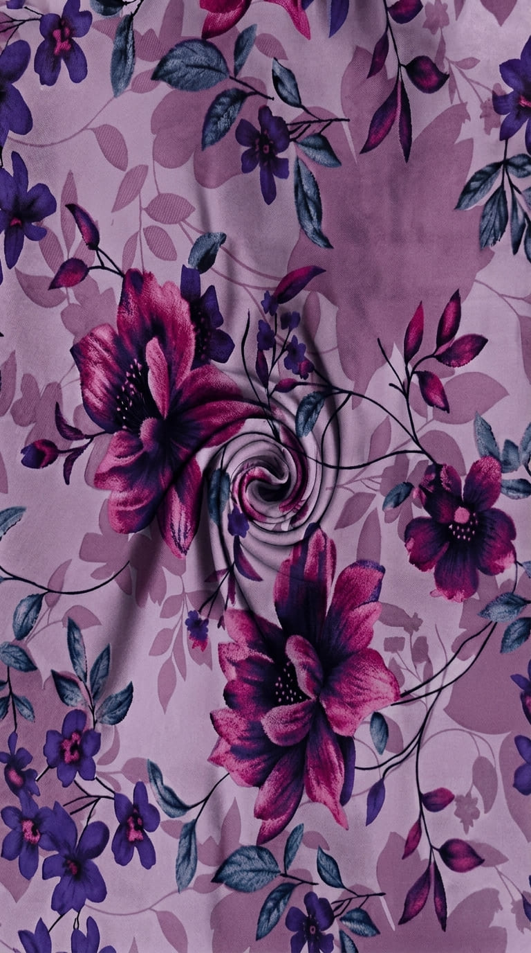 Lilac & Magenta Floral Printed Linen 2Pc | Unstitched Suit (Shirt & Trouser)D-2178