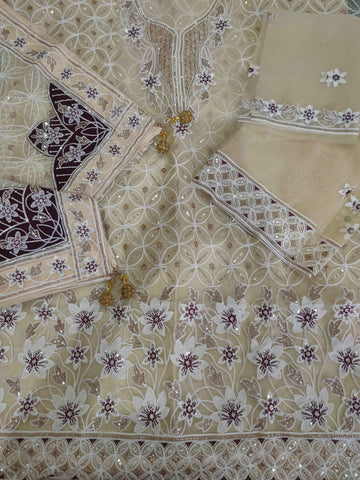 4pc Unstitched Embroidered Lava Organza Suit D-2093