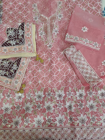 4pc Unstitched Embroidered Lava Organza Suit D-2103