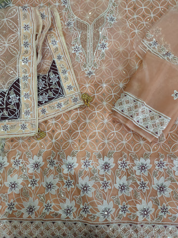 4pc Unstitched Embroidered Lava Organza Suit D-2101