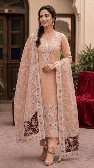 4pc Unstitched Embroidered Lava Organza Suit D-2101