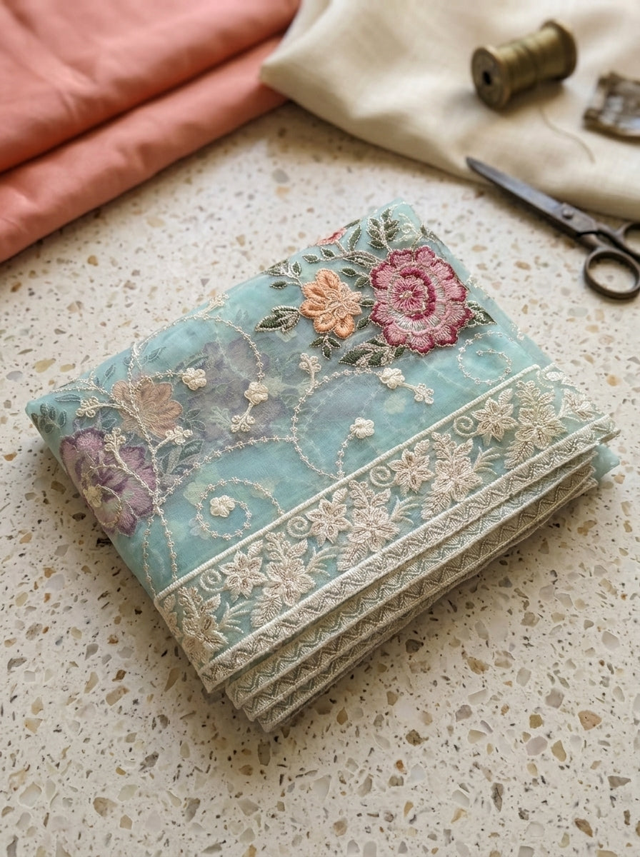 4pc Unstitched Embroidered Organza Suit